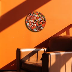 Vintage obi textile art "Sacred Geometry ~Longevity~" by ikasu Orange, Japan