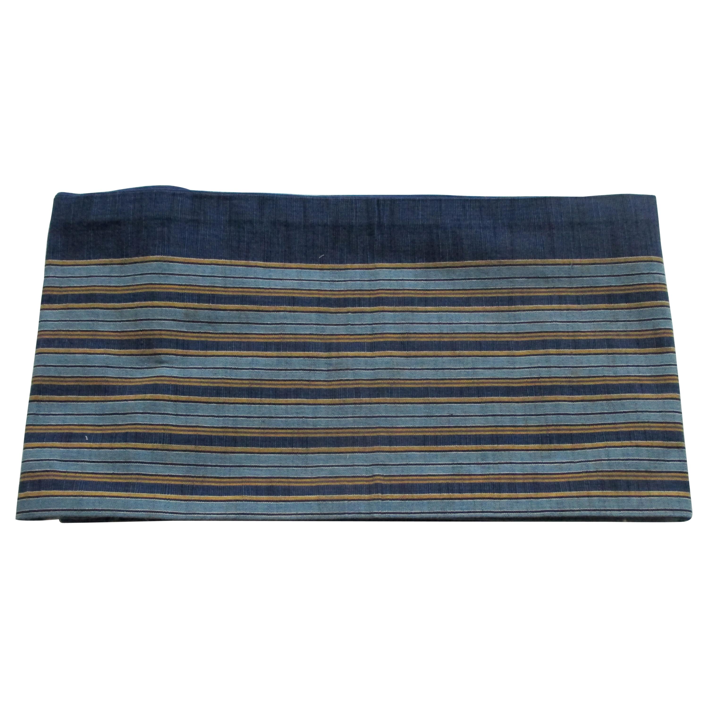 Vintage Obi Textile Blue with Yellow Stripes