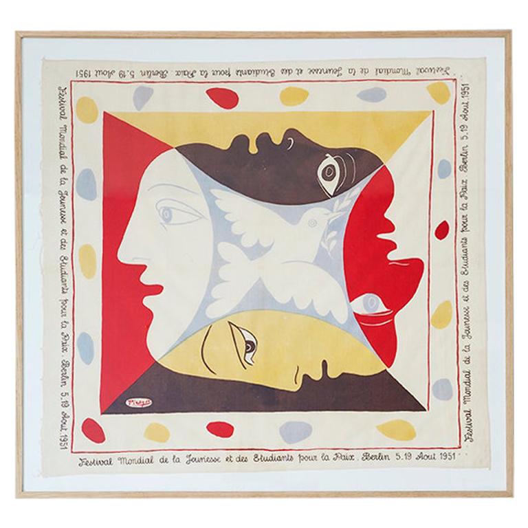 Vintage Occasional Pablo Picasso Cotton Scarf, Germany, 1951