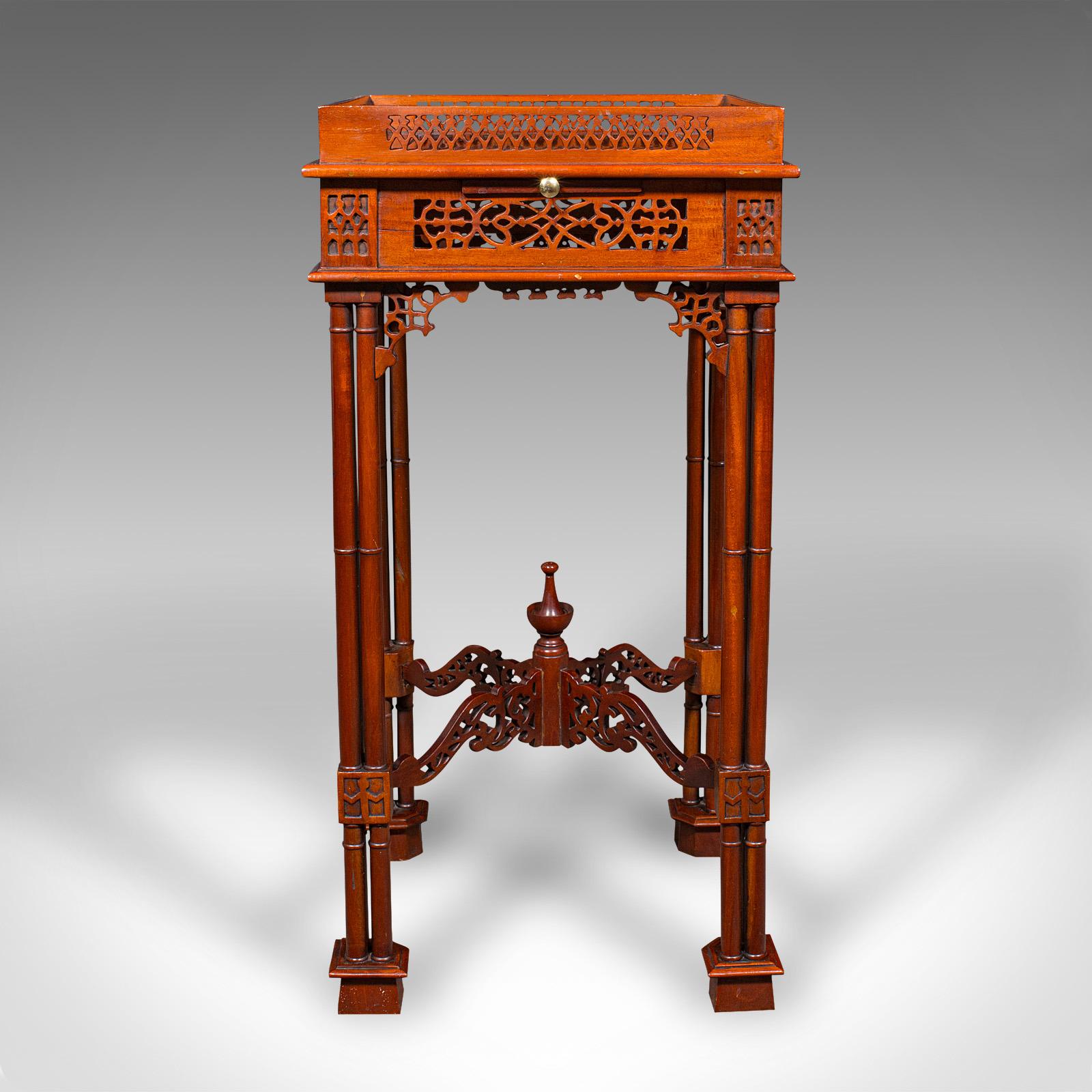 Chinese Chippendale Vintage Occasional Table, Oriental, Chippendale Revival, Lamp, Side, Circa 1970 For Sale