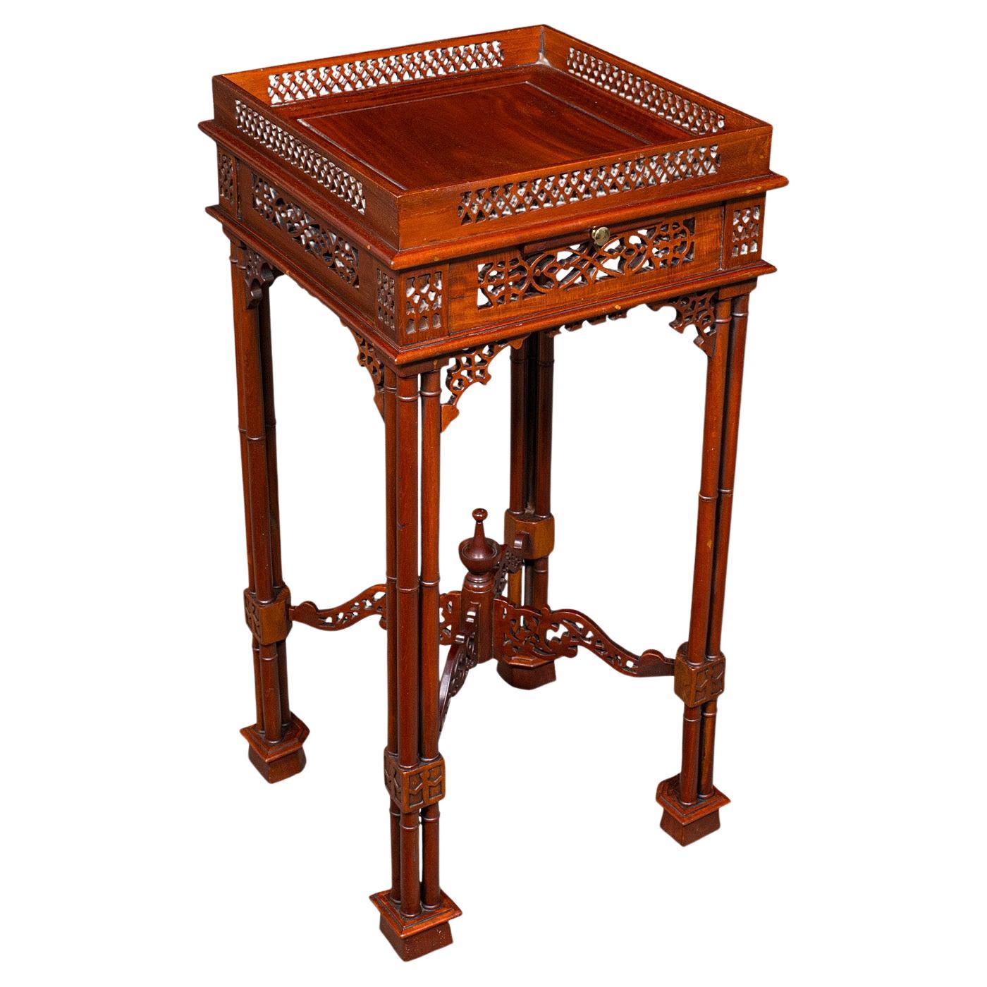 Vintage Occasional Table, Oriental, Chippendale Revival, Lamp, Side, Circa 1970 For Sale