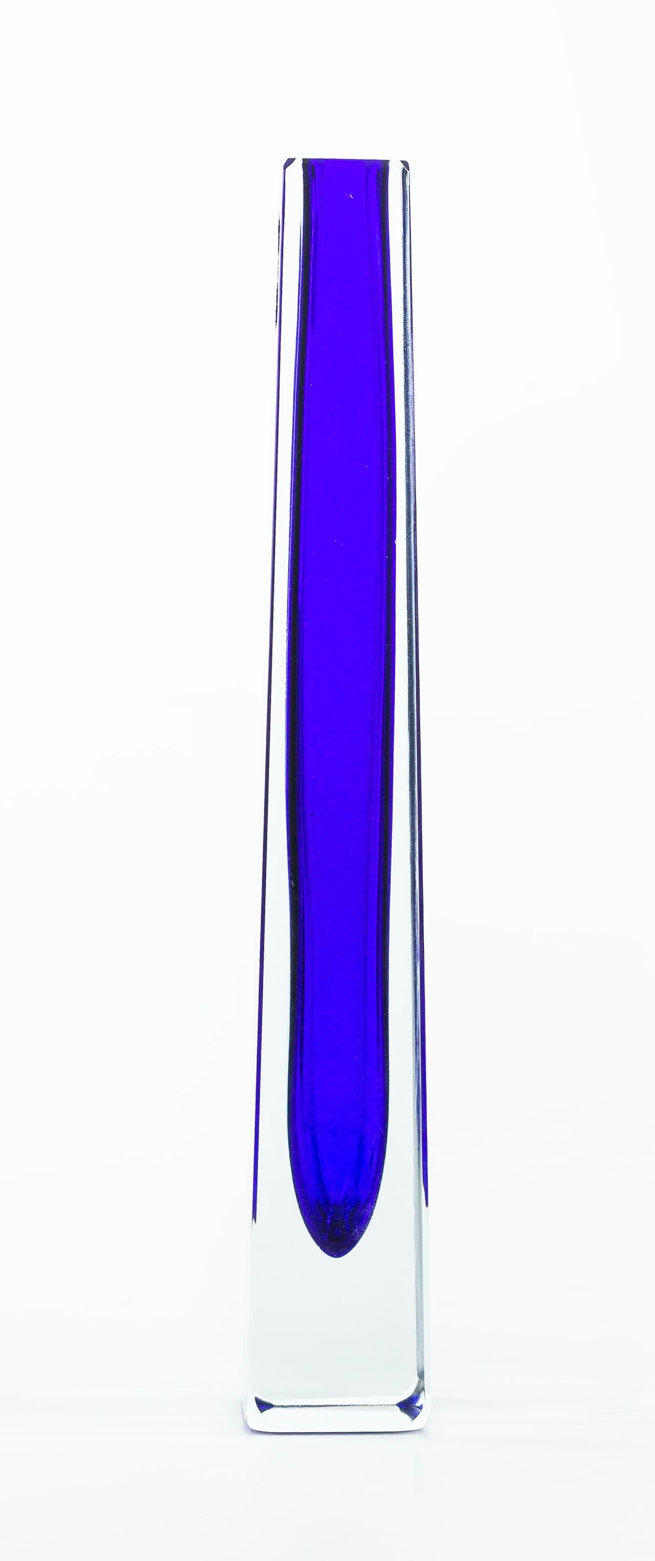Mid-20th Century Vintage Ocean Blue Glass Vase, Germany, 1960s
