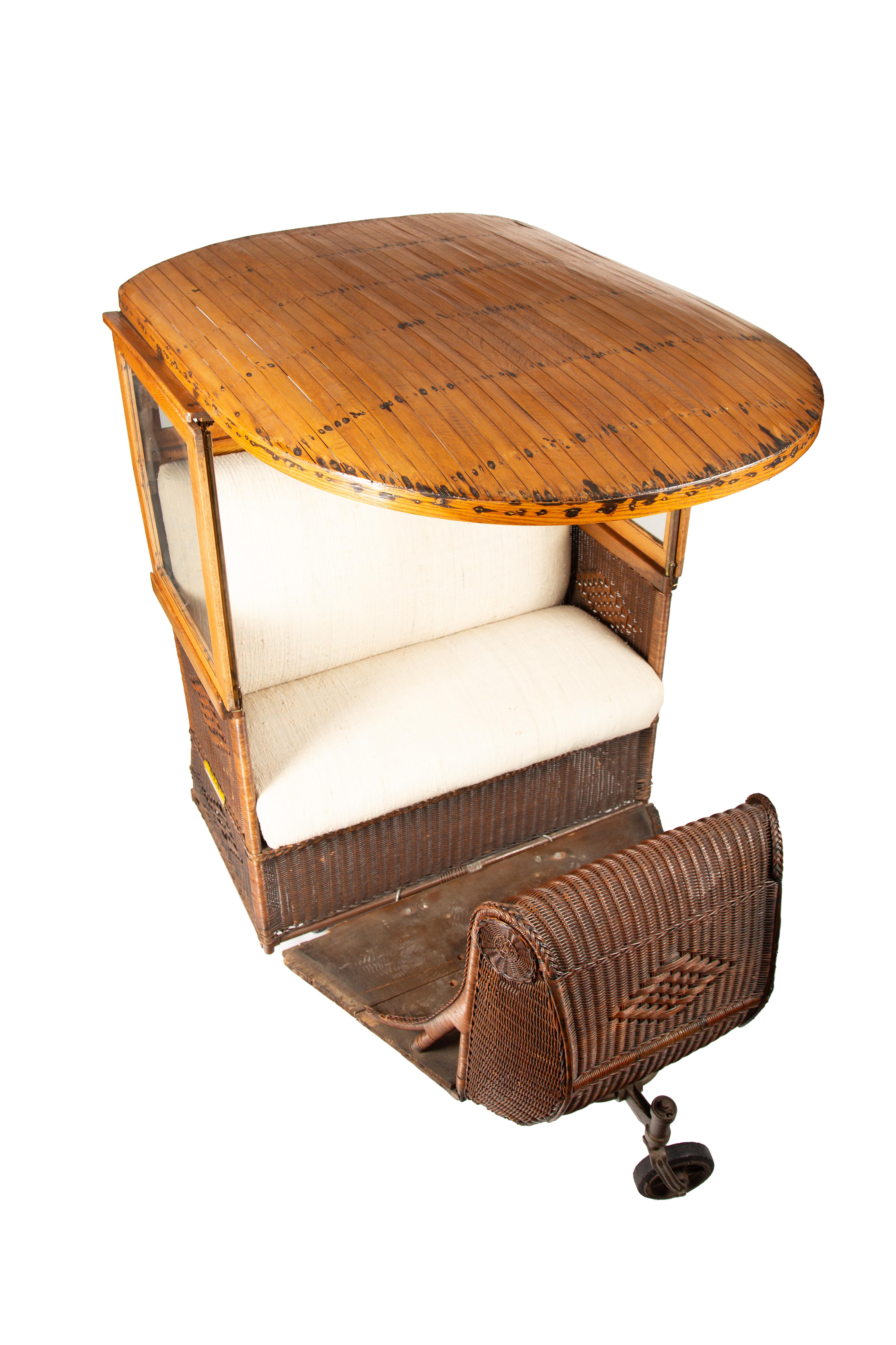 Rattan Vintage Ocean Rolling Chair Co. Inc. Boardwalk Cart: A Timeless Seaside Treasure For Sale
