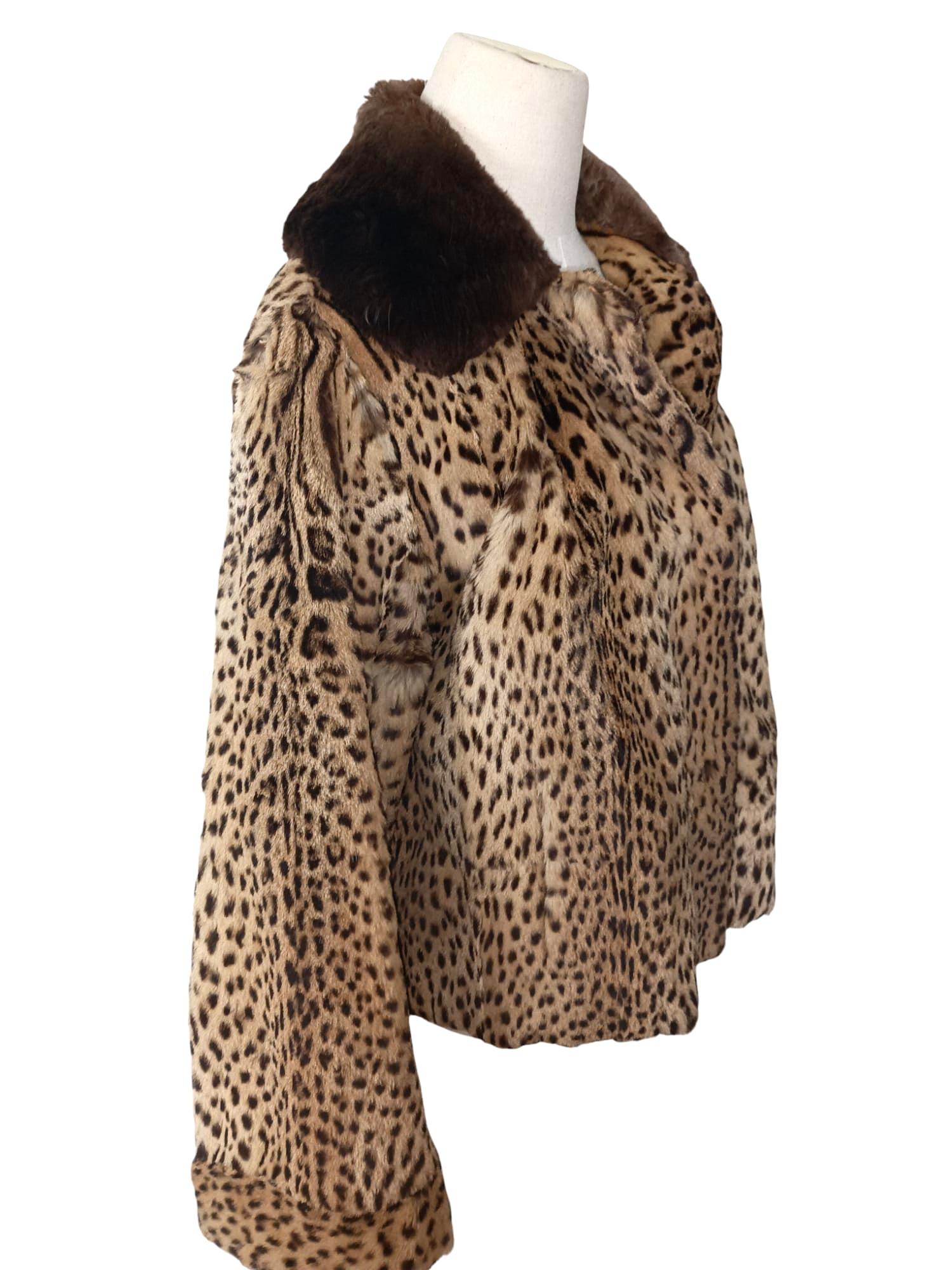 Brown Vintage Ocelot fur coat size 10