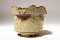 Vintage Ochre Studio Pottery Square Planter by Deanna Nichols