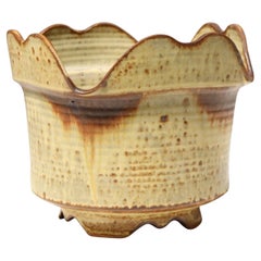 Vintage Ochre Studio Pottery Square Planter by Deanna Nichols