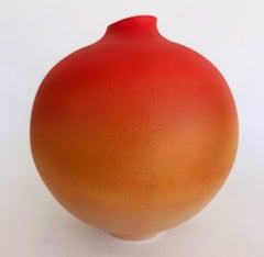 Vintage Ochre to Vibrant Orange Ombré Pottery Vessel Signed Williams
