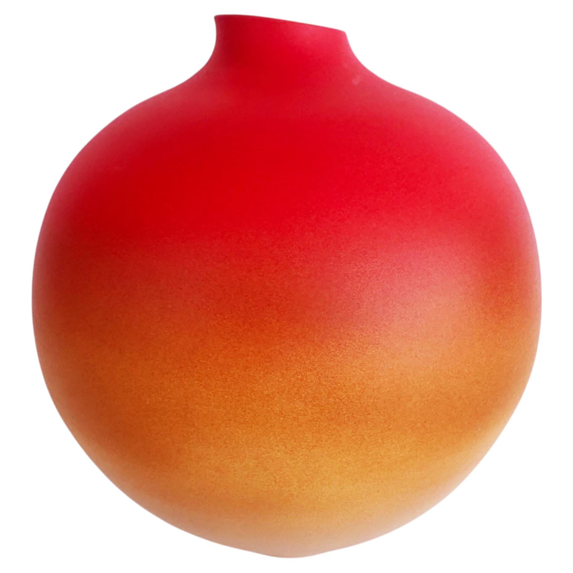 Vintage Ochre to Vibrant Orange Ombré Pottery Vessel Signed Williams