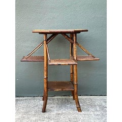 Vintage Octagon Bamboo Side Table