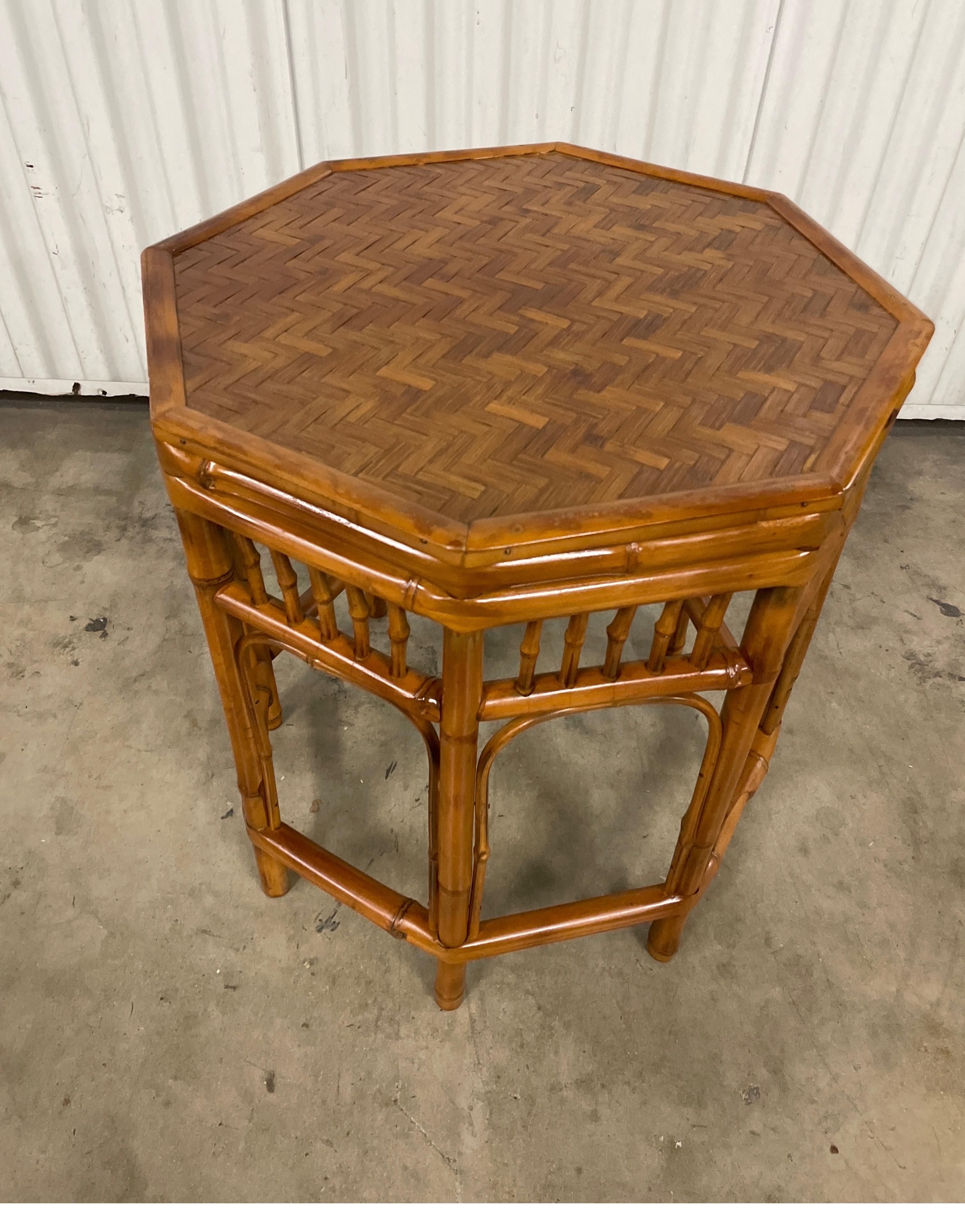 Vintage Octagon Bamboo Side Table 1