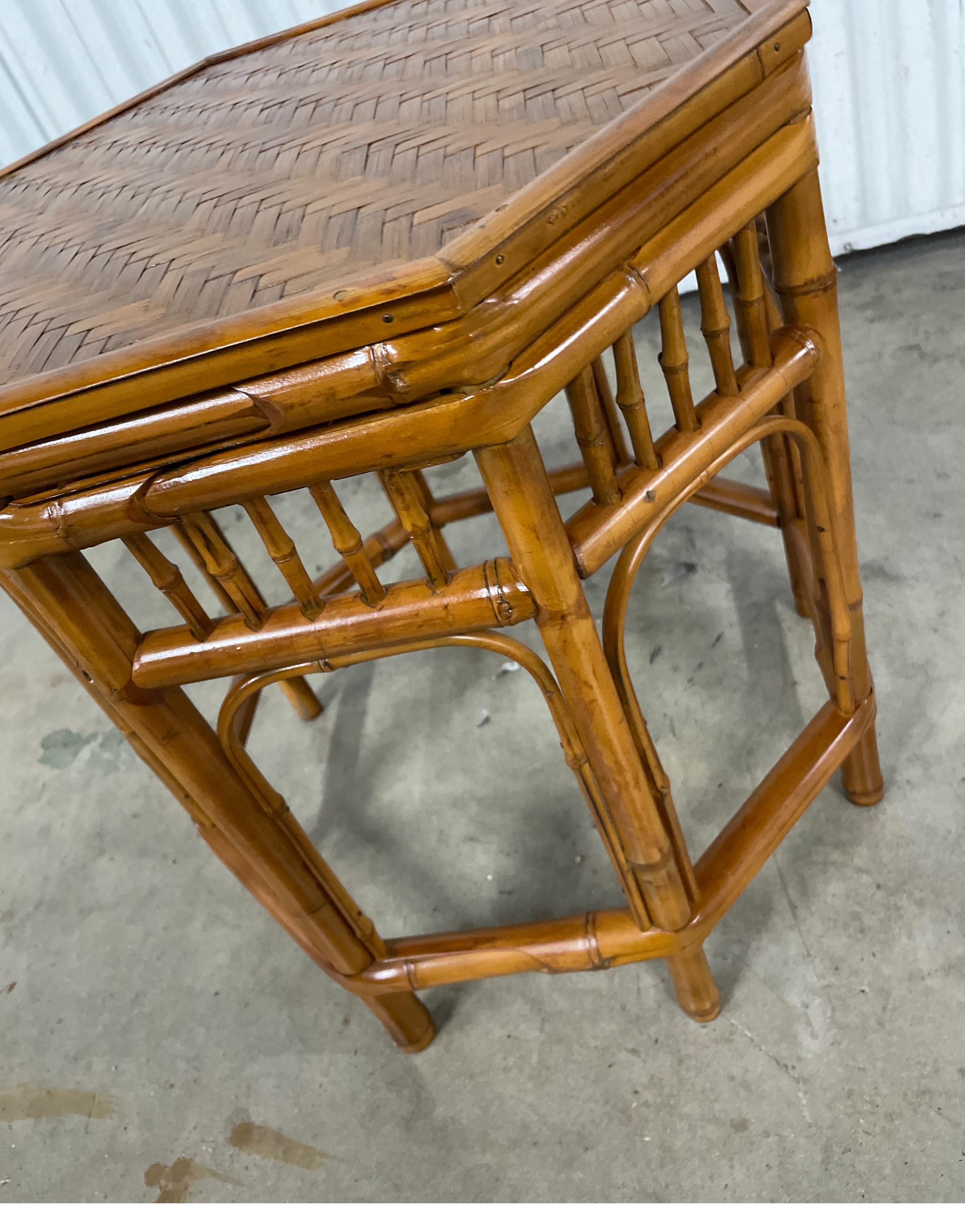 Vintage Octagon Bamboo Side Table 4