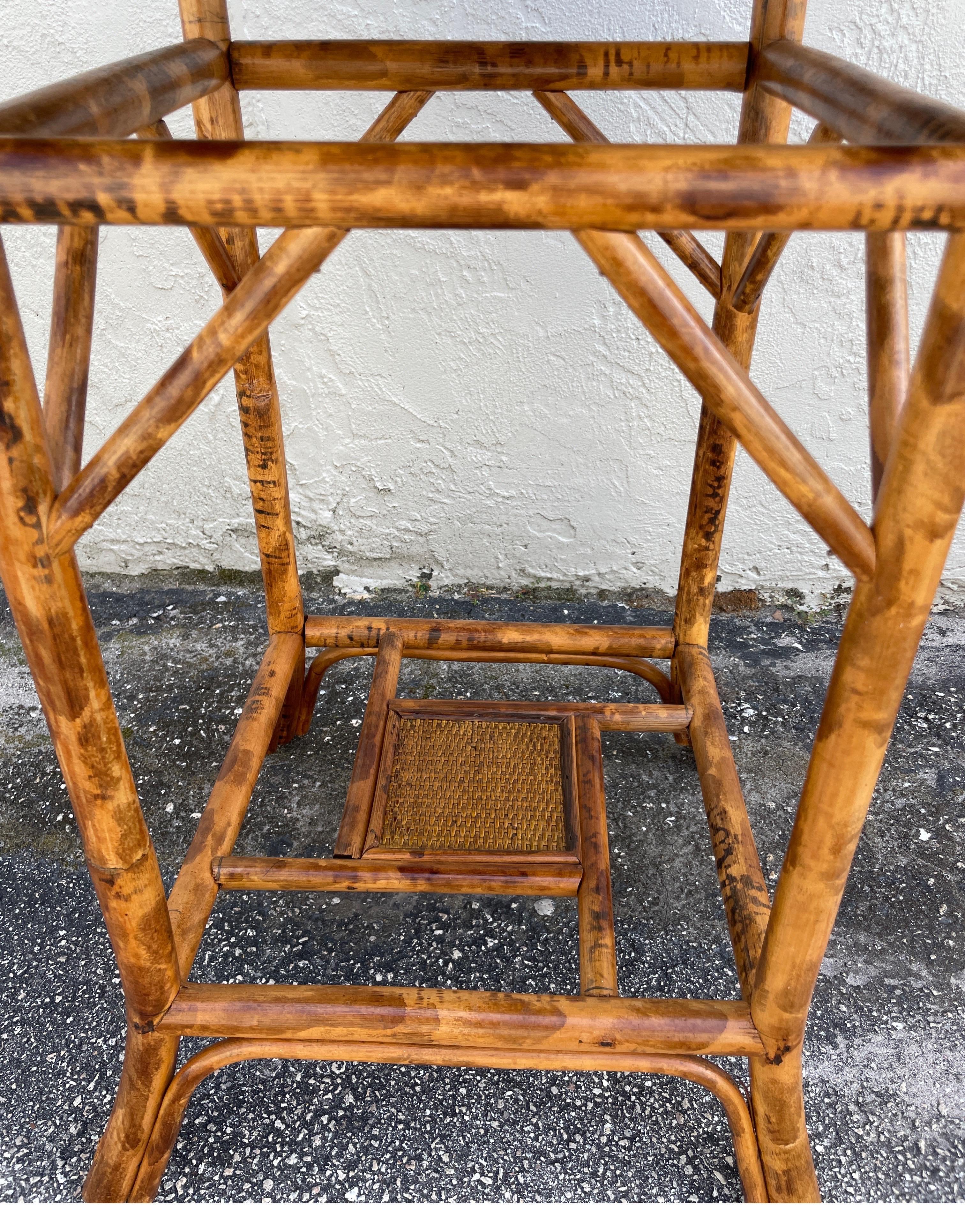 English Vintage Octagon Burnt Bamboo Table