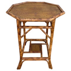 Vintage Octagon Burnt Bamboo Table