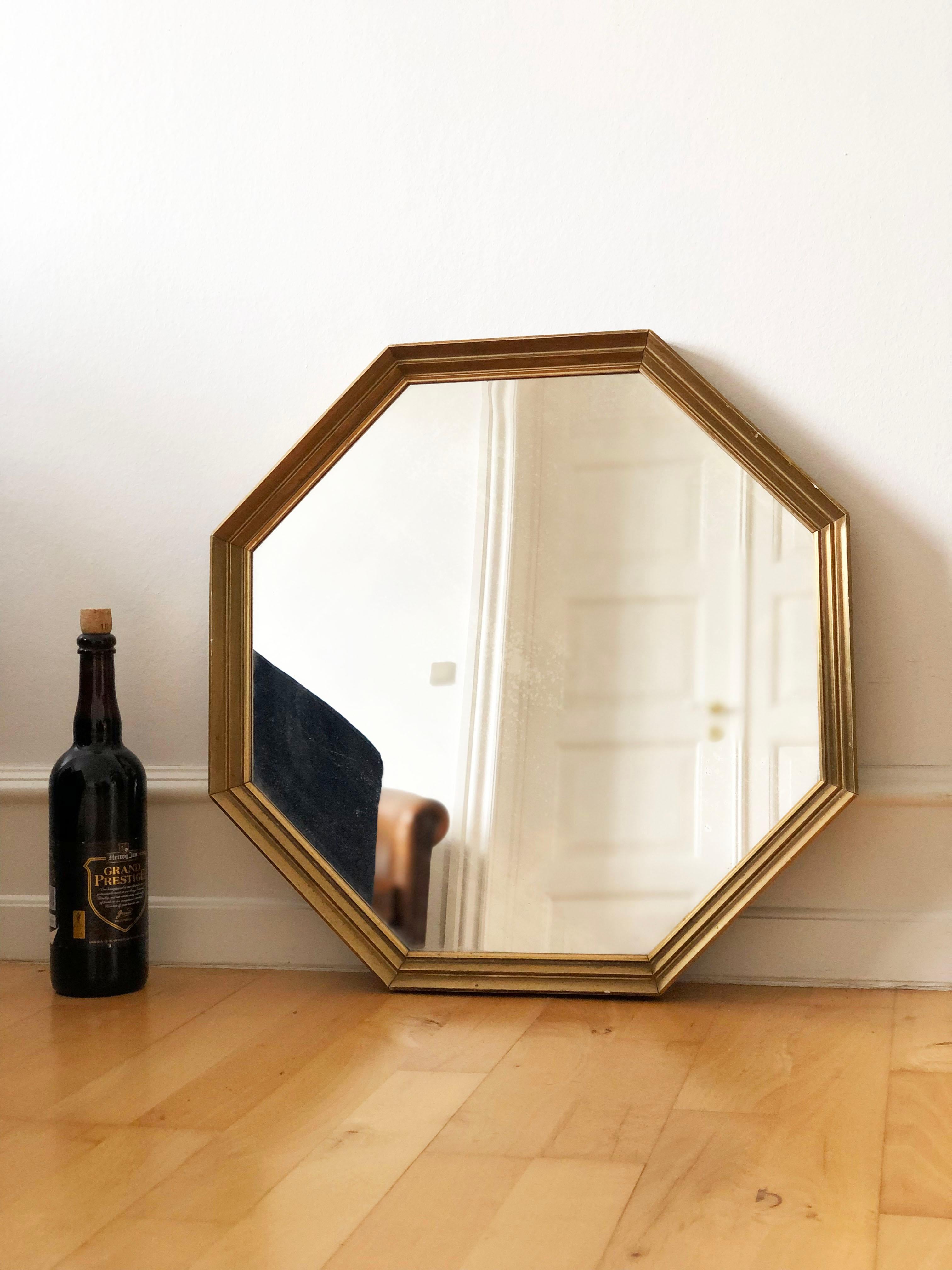 Vintage Octagon Giltwood Spiegel Belgien im Zustand „Gut“ im Angebot in Sakskøbing, DK