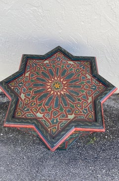 Table d'appoint marocaine octogonale peinte à la main