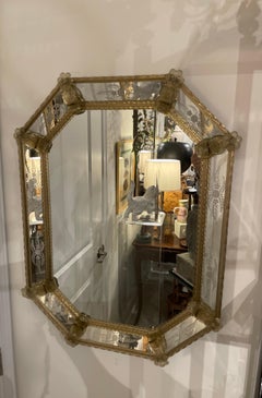 Vintage Achteck italienischer Murano-Spiegel