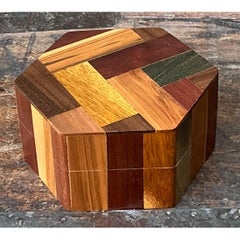 Vintage Octagon Marquetry Hexagon Box