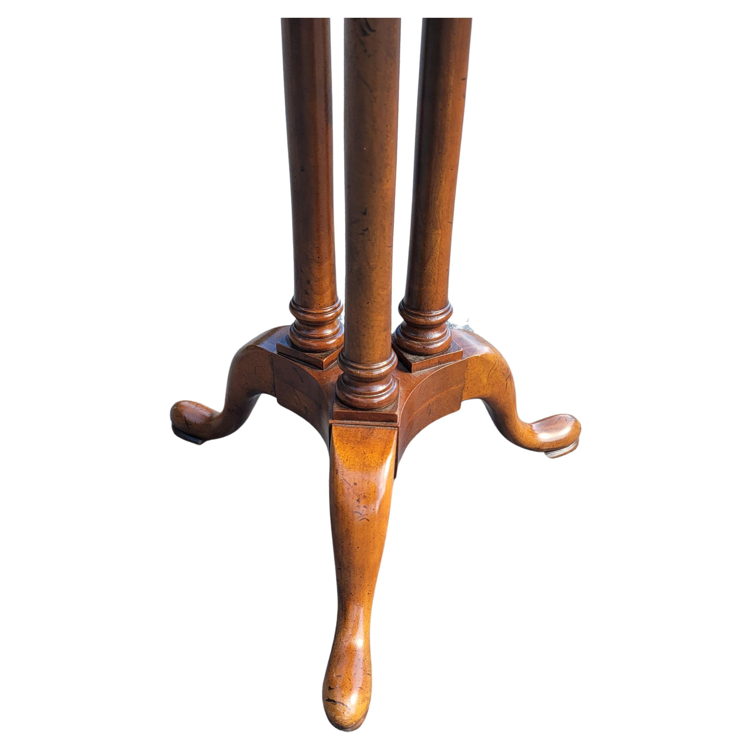 American Vintage Octagon Walnut Burlwood Tri-leg Pedestal Lamp Table or Drink Table