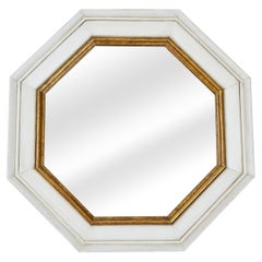 Vintage Octagon Wood Framed Mirror