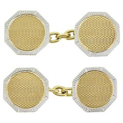 Vintage Octagonal Chain Link Two Tone Cufflinks