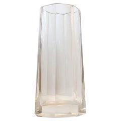 Retro Octagonal Faceted Crystal Vase in the Style of Baccarat, 1960s
