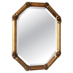 Espejo biselado dorado octogonal vintage con detalles de rosas