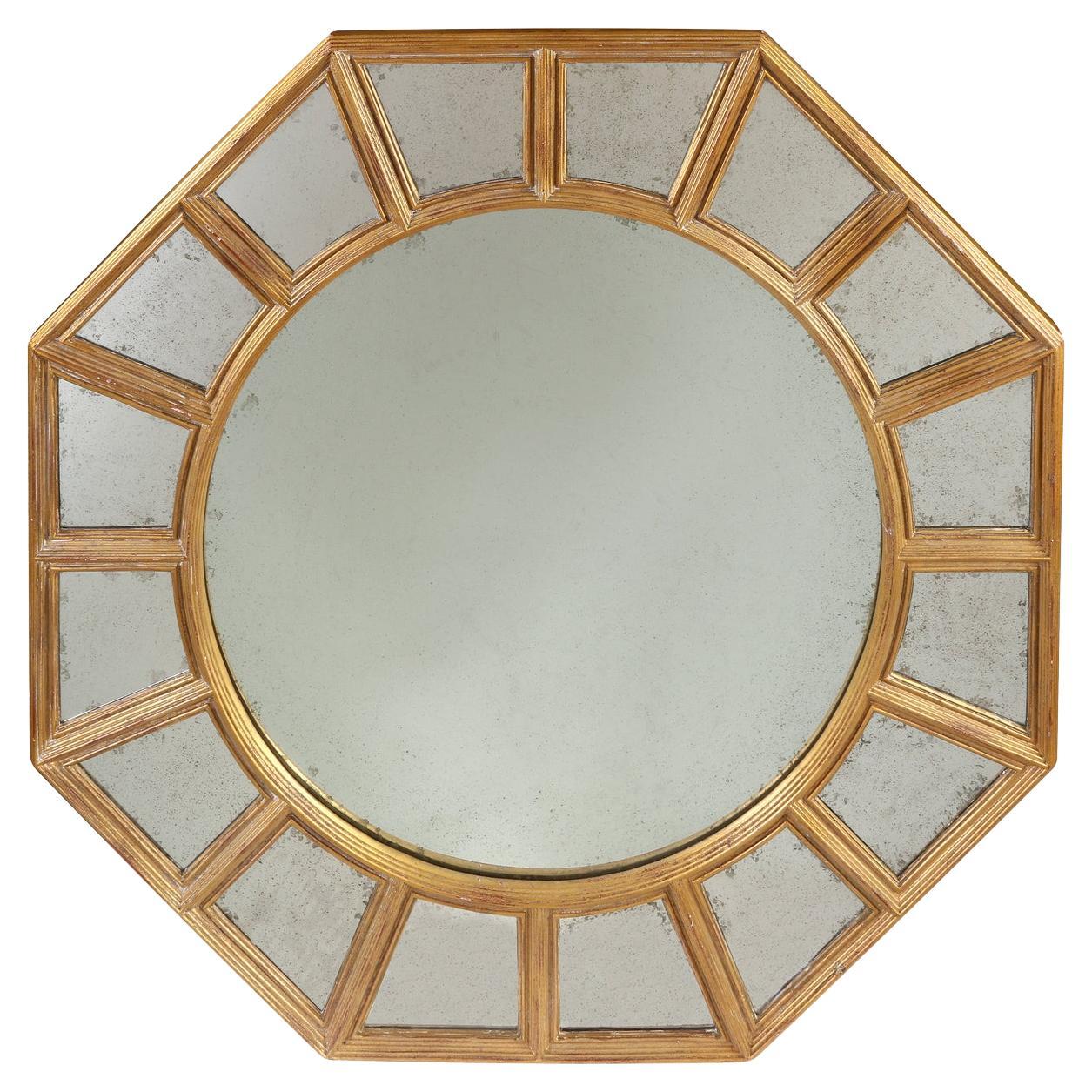 Vintage Achteckiger Vergoldeter Wood Mirror