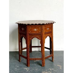 Vintage Octagonal Moroccan Inlay Side Table