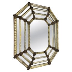 Miroir Murano octogonal vintage, Italie, années 1950