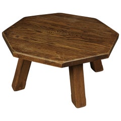 Vintage Octagonal Oak Coffee Table from France, 1960s