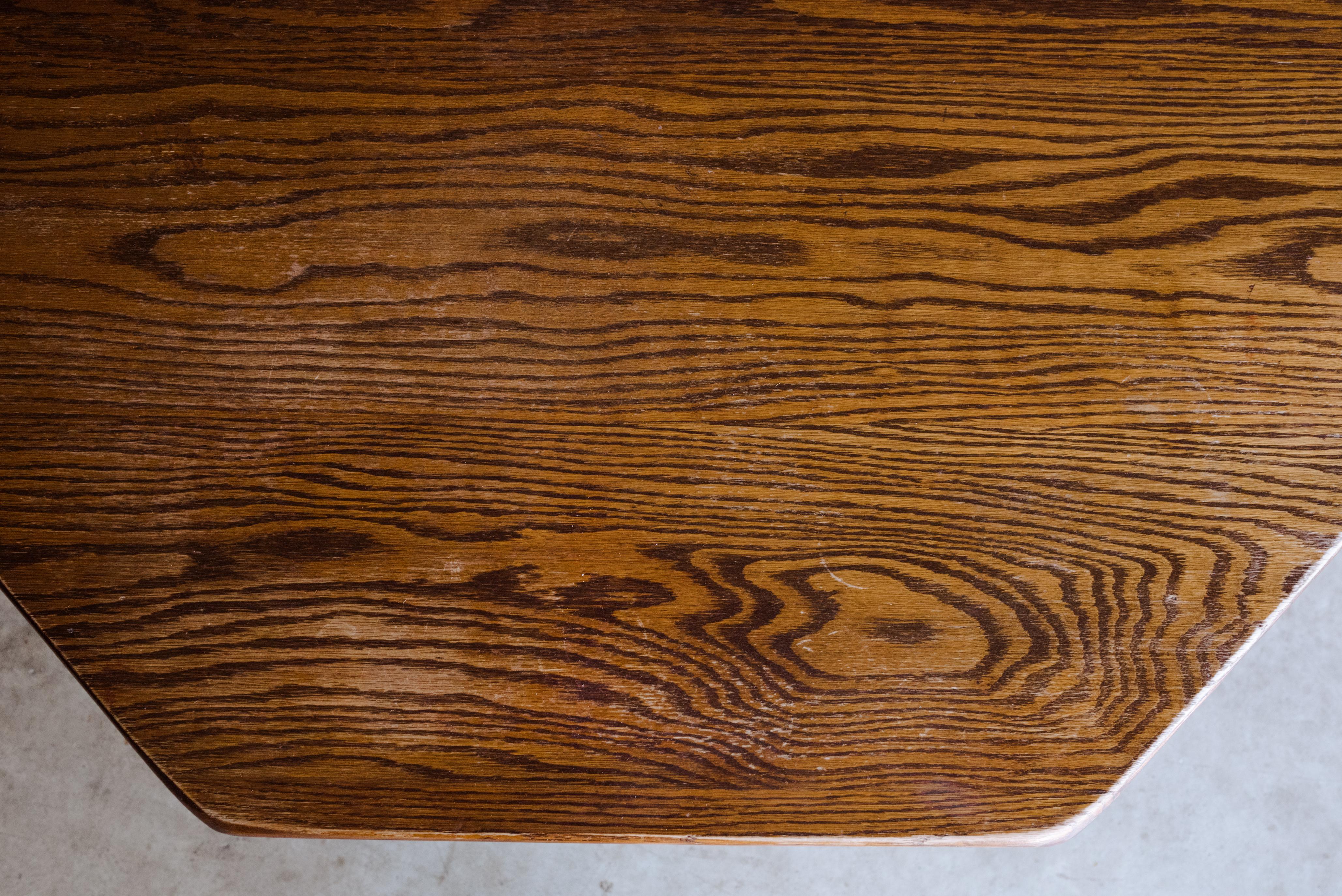 Vintage Octagonal Oak Coffee Table From France, Circa 1960 In Good Condition In Nashville, TN