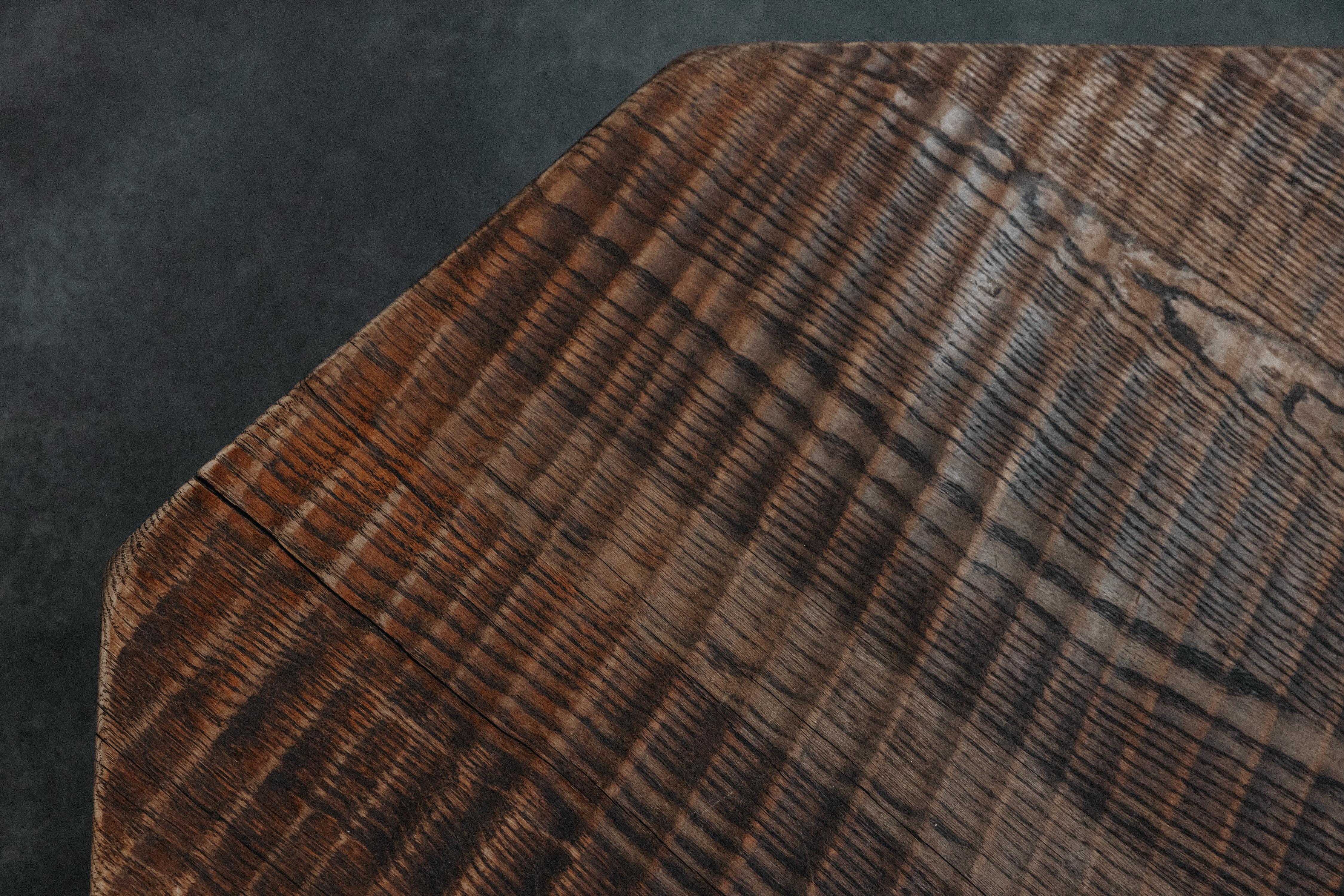 Vintage Octagonal Oak Coffee Table From France, Circa 1970 In Good Condition In Nashville, TN