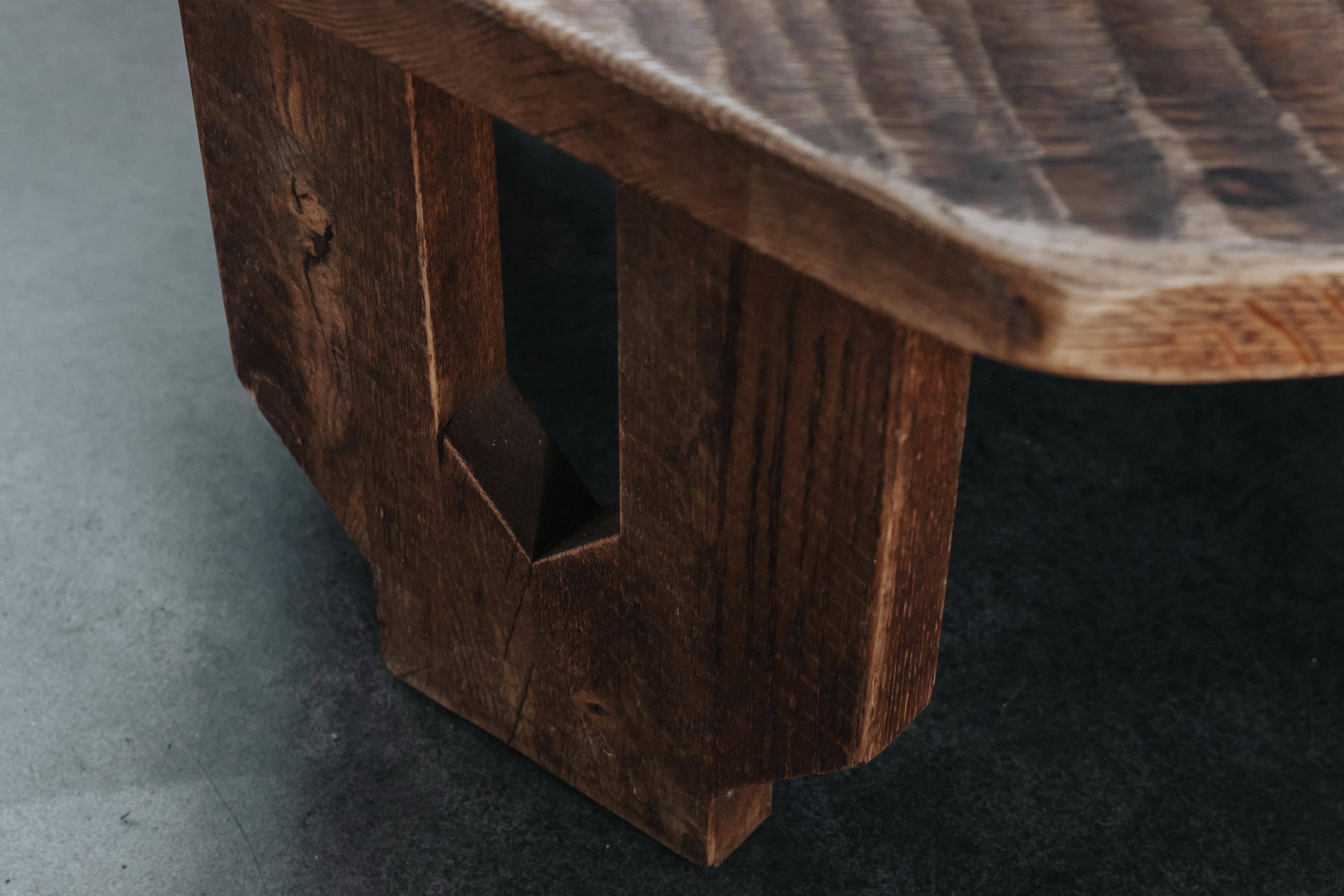 Late 20th Century Vintage Octagonal Oak Coffee Table From France, Circa 1970