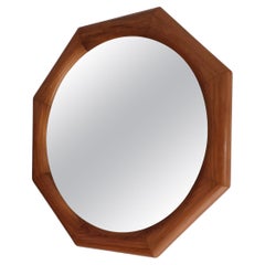Vintage Octagonal pine wall mirror. 80s