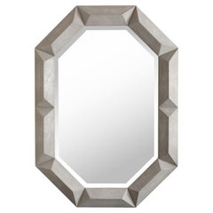 Miroir biseauté octogonal vintage en galuchat