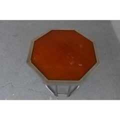 Vintage Octagonal Table 1970 Metal and Orange Top