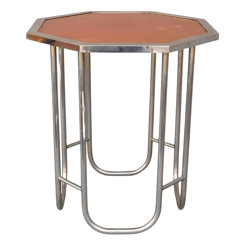 Mesa Octogonal Vintage 1970 Metal y Tapa Naranja