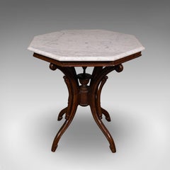 Vintage Octagonal Tea Table, English, Marble Top, Occasional, Regency Revival