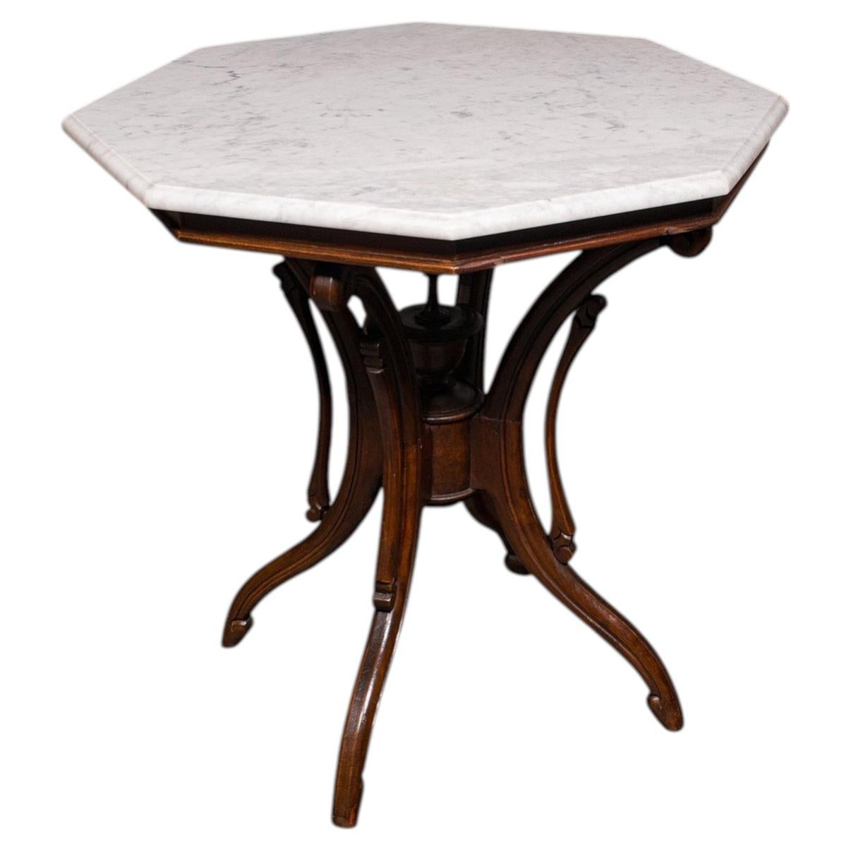 Mesa de Té Octogonal Vintage, Inglesa, Tapa de Mármol, Ocasional, Renacimiento de la Regencia en venta