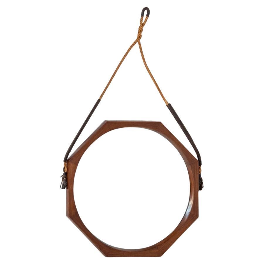 Vintage Solid Teak Wall Mirror with Beveled Glass, Campo e Graffi, Italy