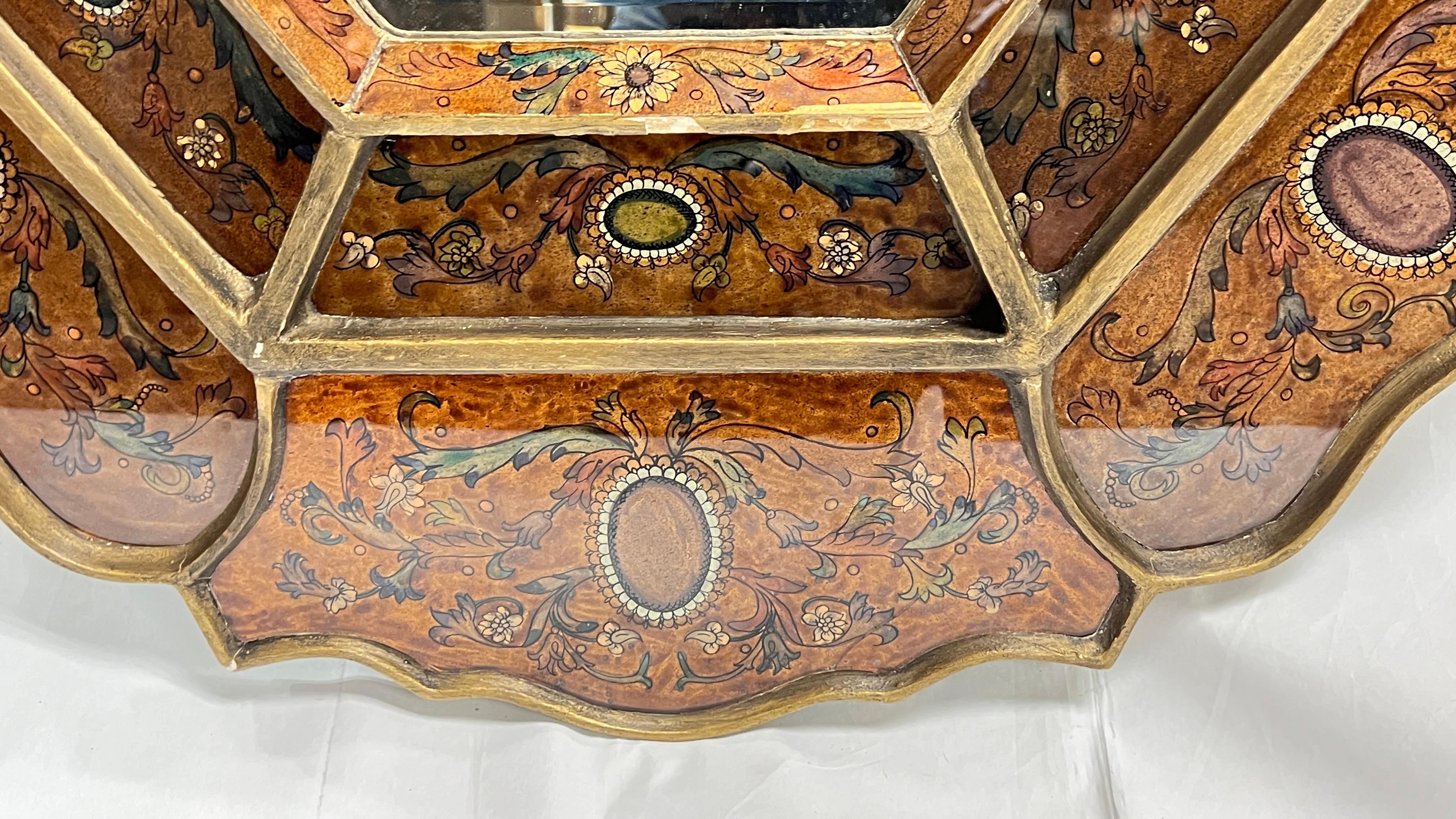 Vintage octogonal de estilo veneciano  Espejo de pared pintado al revés en venta 6