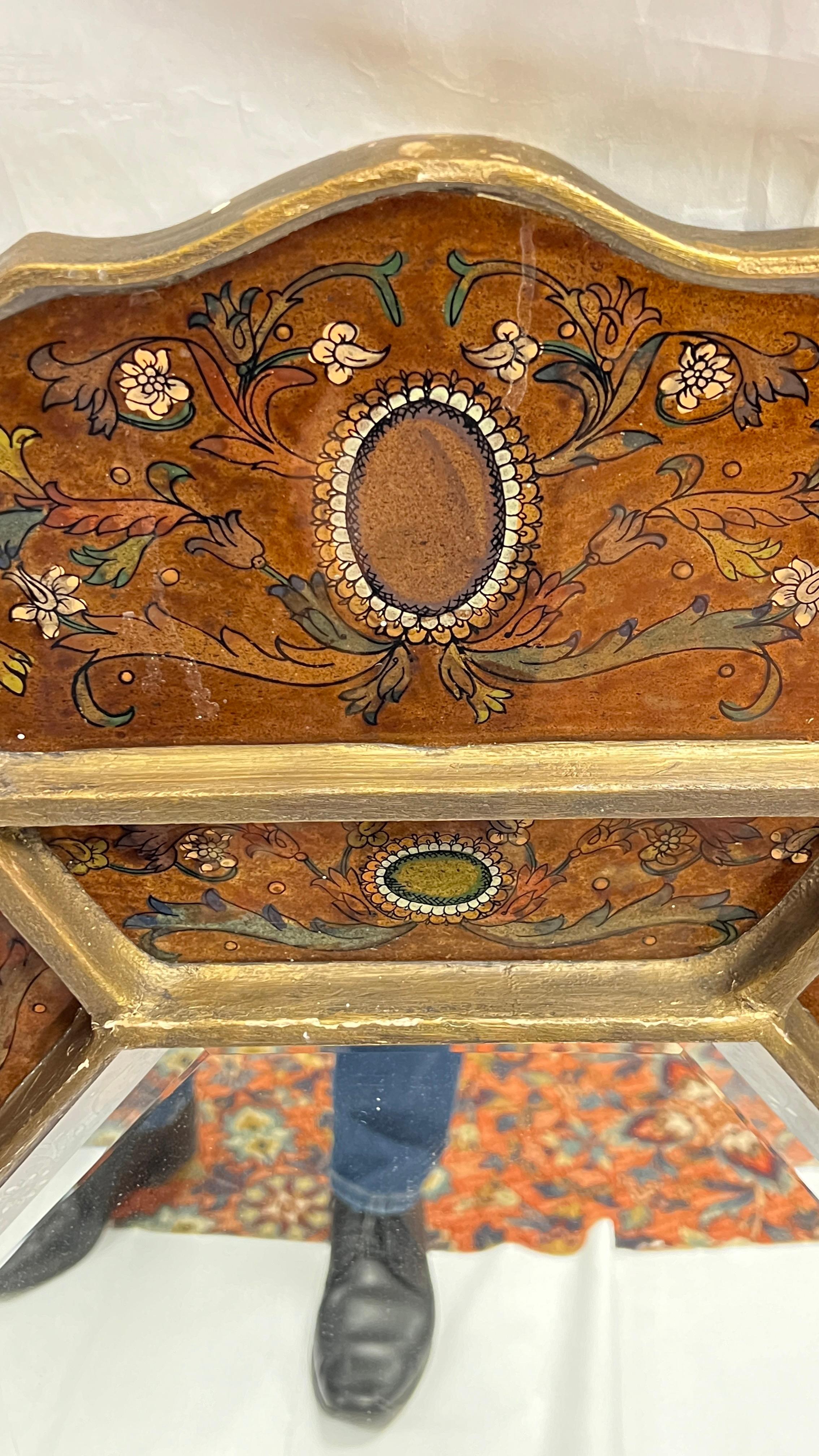 Vintage octogonal de estilo veneciano  Espejo de pared pintado al revés en venta 12