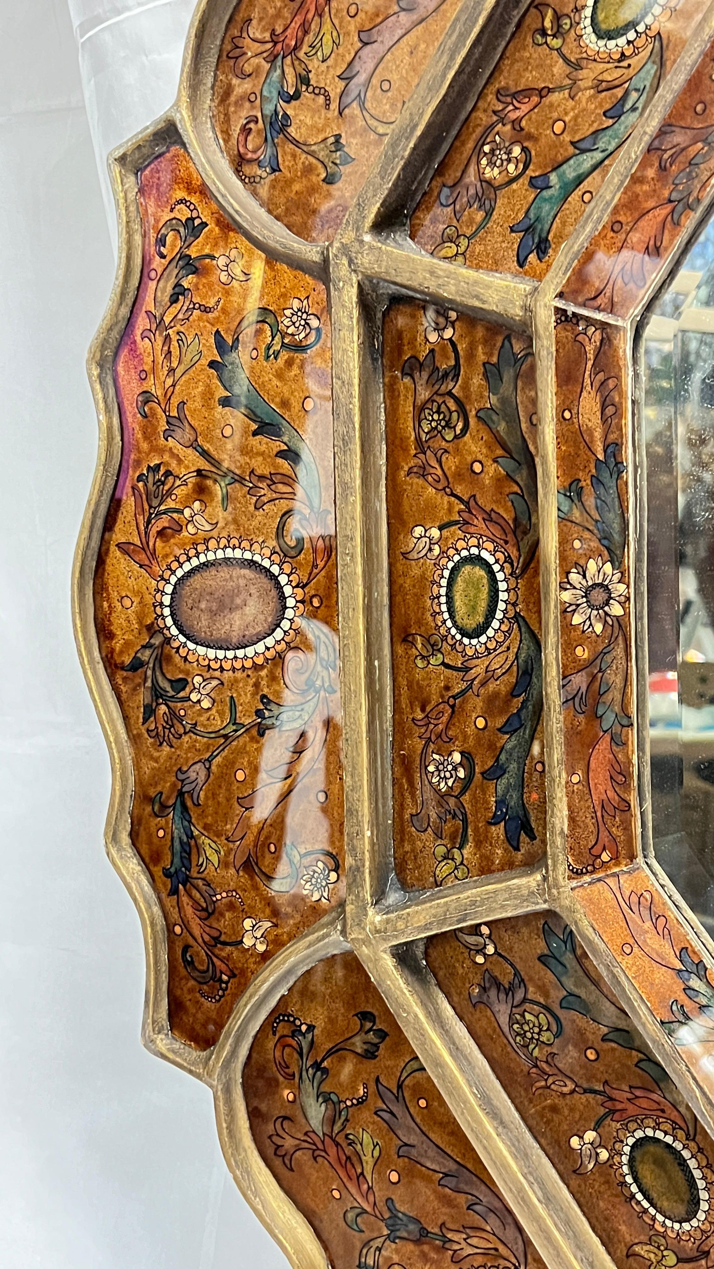 Vintage octogonal de estilo veneciano  Espejo de pared pintado al revés en Bueno estado para la venta en New York, NY