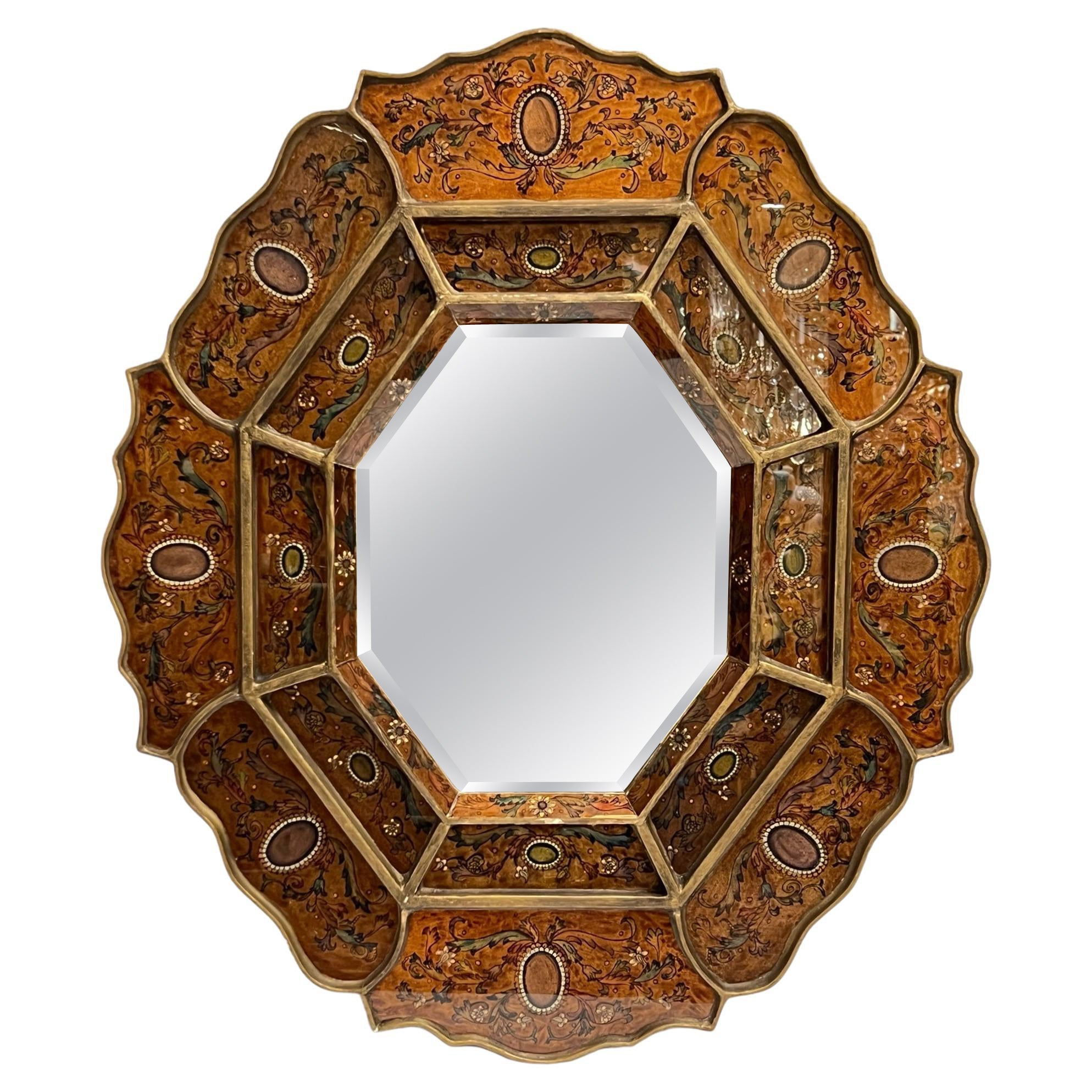 Vintage octogonal de estilo veneciano  Espejo de pared pintado al revés