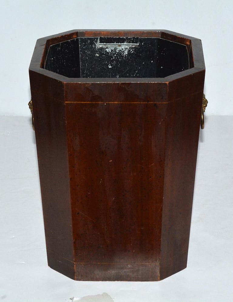 Vintage Octagonal Wood Wastebasket with Metal Insert at 1stDibs