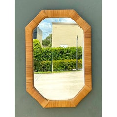 Vintage Octagonal Wrapped Rattan Frame Mirror