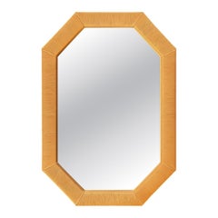 Vintage Octagonal Wrapped Rattan Frame Mirror
