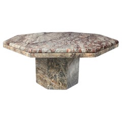 Vintage octogonal grey marble coffee table, 1970s