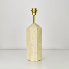 Base de lampe de bureau octogonale italienne en travertin par Fratelli Mannelli, 1970