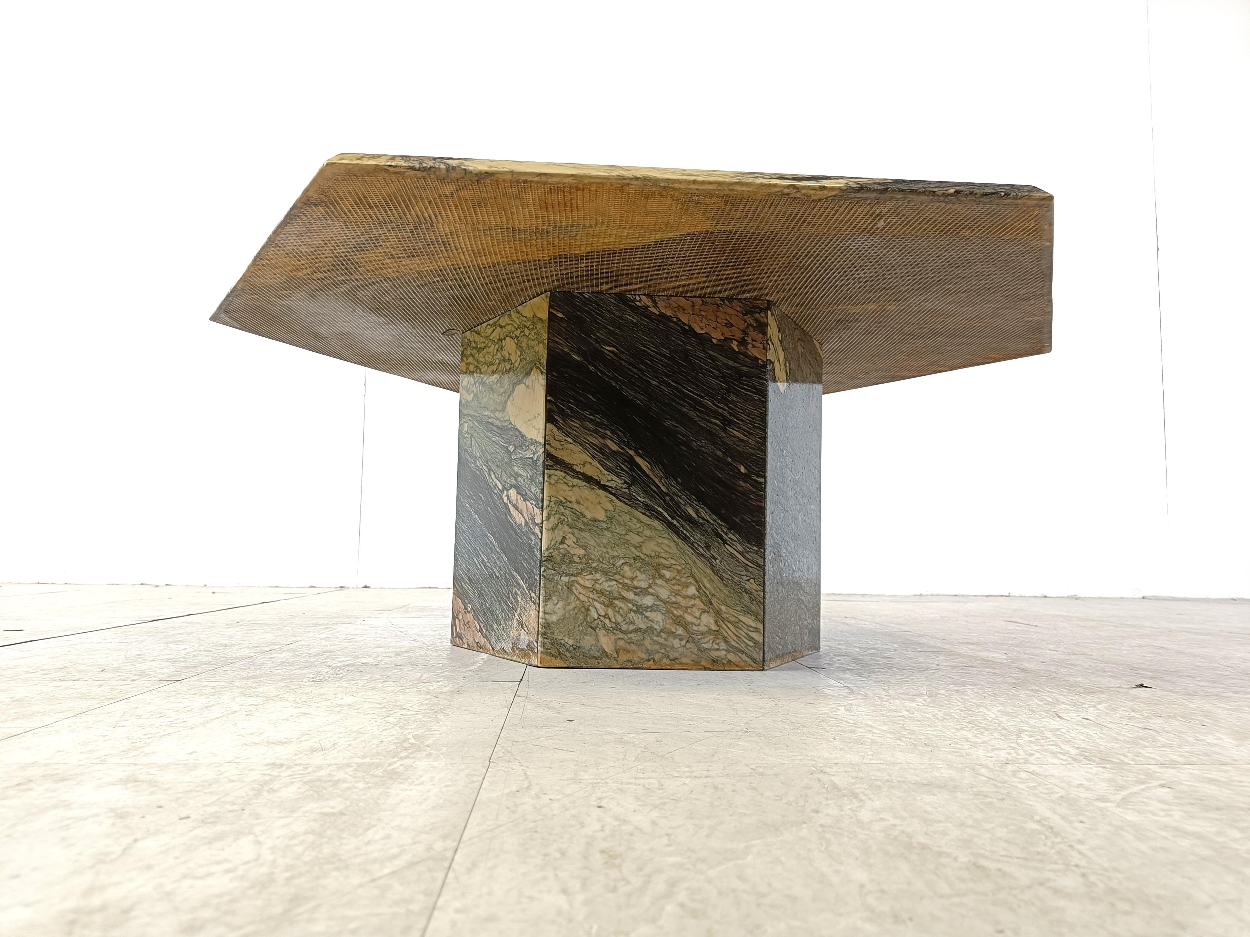 Late 20th Century Vintage octogonal marble coffee table, 1970s For Sale